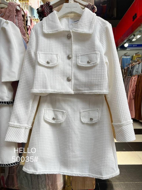 Tweed Co-ord Sets Of Crop Blazer and Mini Skirts